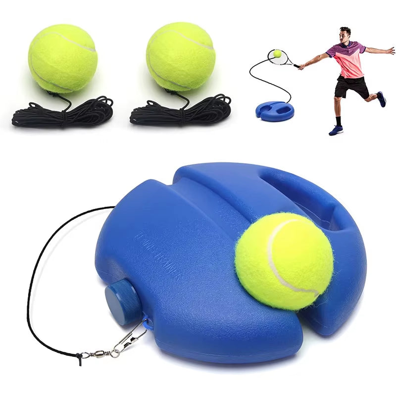 Heavy Duty Tennis Training Aids Base with Elastic Rope Ball Practice Self-Duty Rebound Tennis Trainer Partner Sparring Device